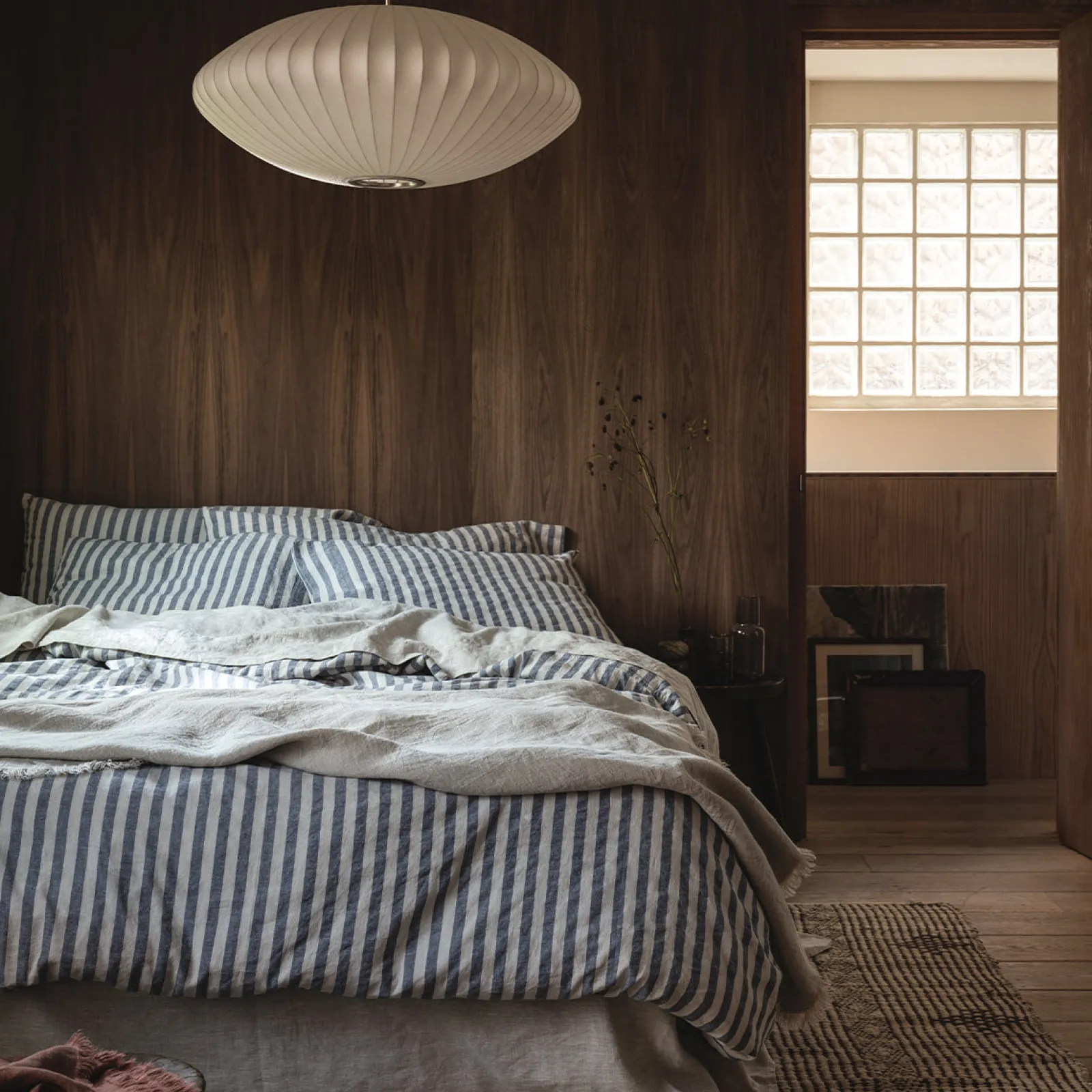 Hot Linen Blend Duvet Cover Striped Bedding|Linen Bedding