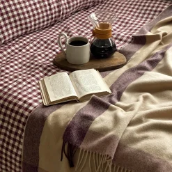 Clearance Berry Gingham 100% Linen Flat Sheet Gingham Bedding|Linen Bedding