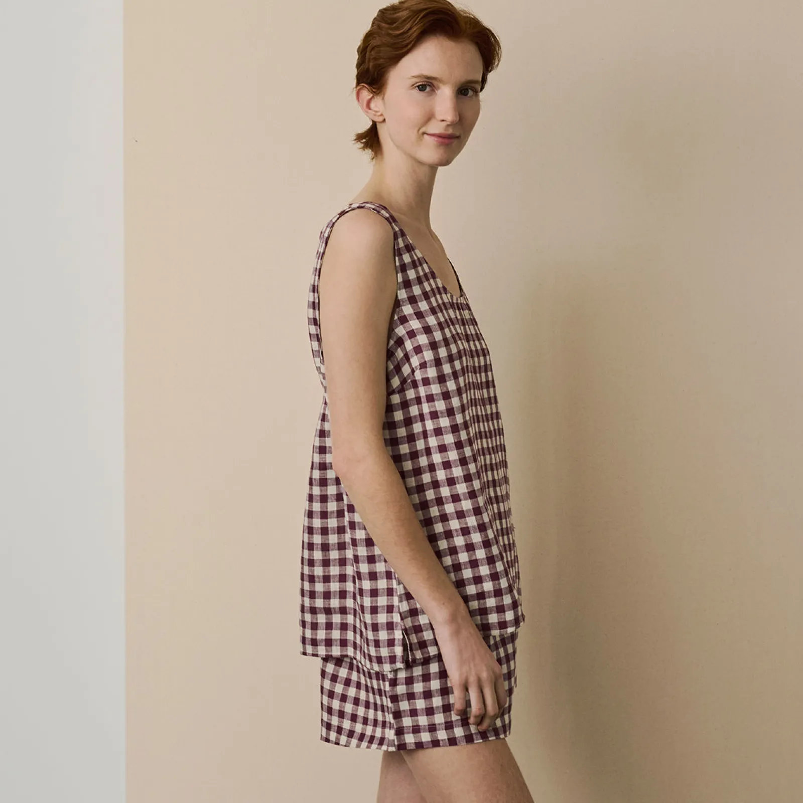 Best Linen Cami Set Women Linen Pajamas|Gingham Pajamas