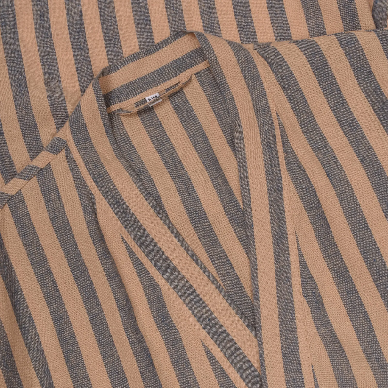 Blue & Porcini Striped Linen Robe Women Linen Pajamas|Linen Pajamas