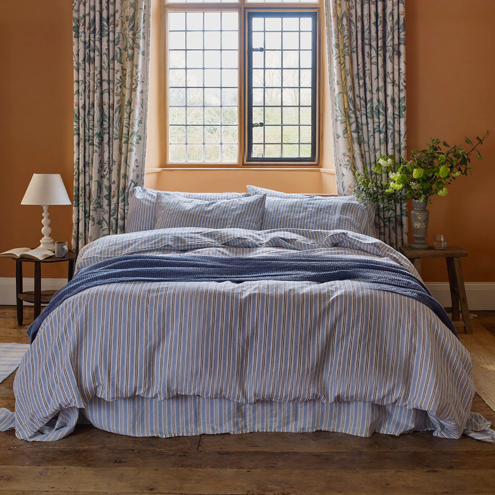 Online Linen Blend Duvet Cover Striped Bedding|Linen Bedding