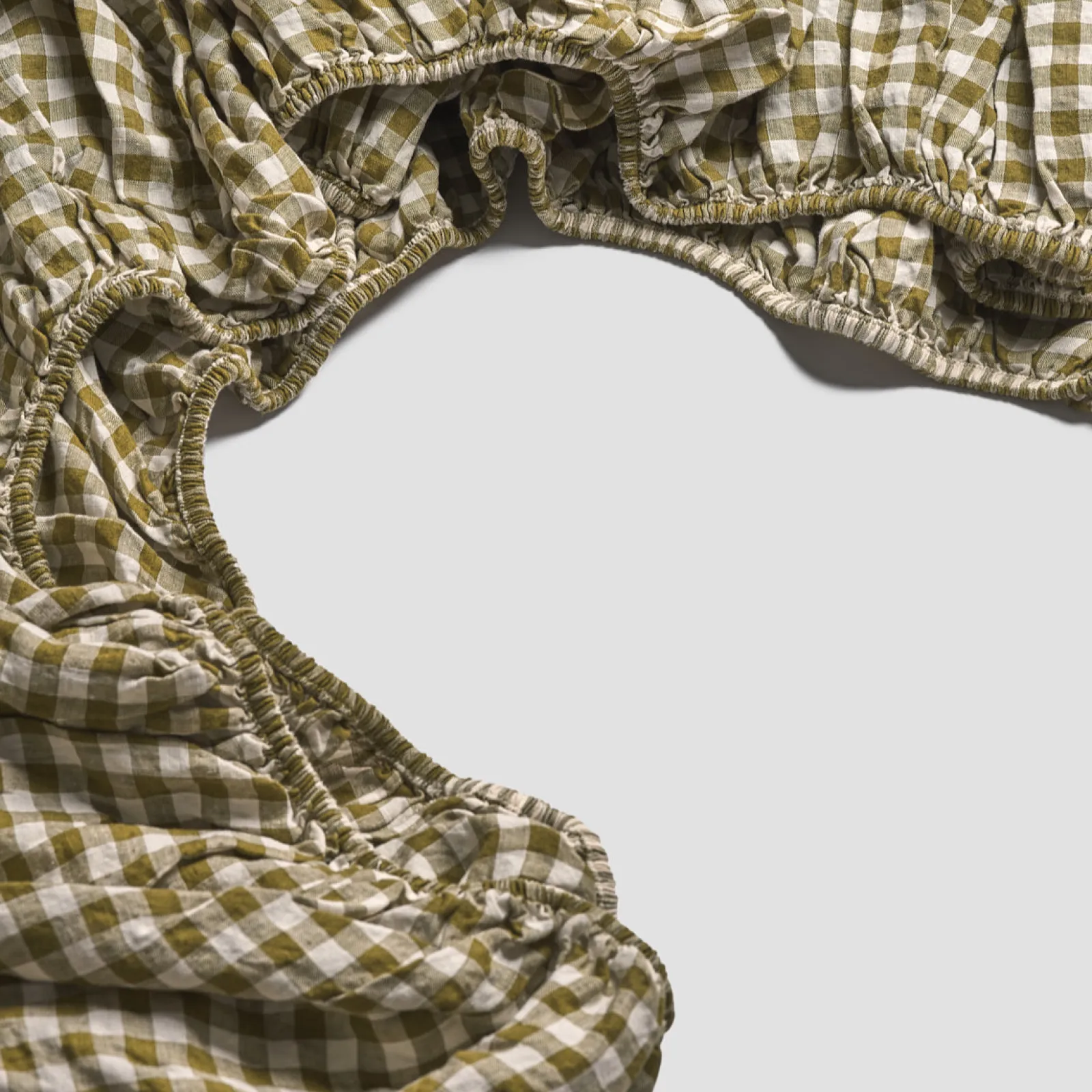 100% Linen Fitted Sheet Gingham Bedding|Linen Bedding