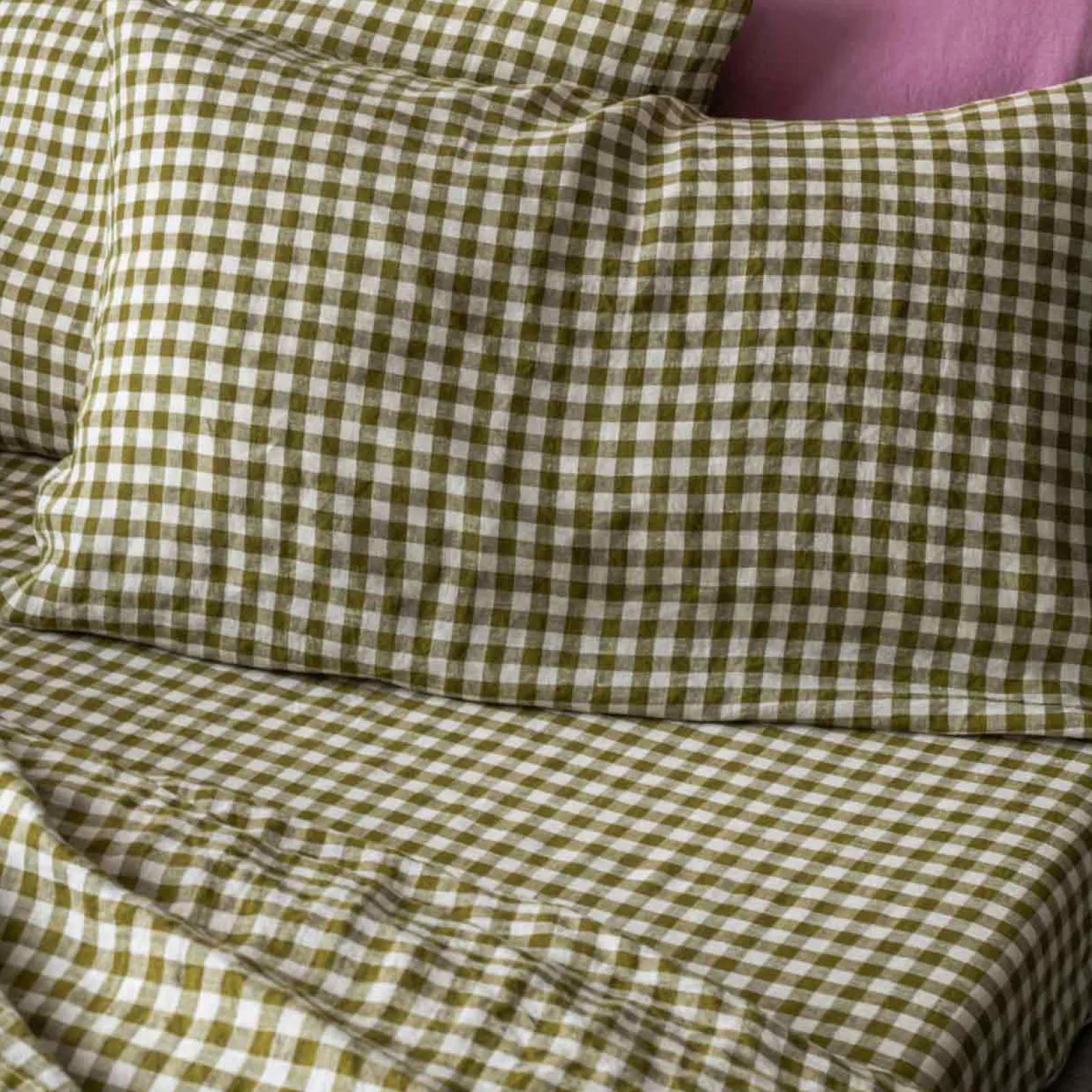 Discount 100% Linen Pillowcases (Pair) Gingham Pajamas|Gingham Bedding