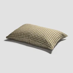 Outlet Linen Blend Pillowcase (Pair) Gingham Bedding|Linen Bedding