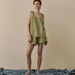 Linen Cami Set Women Linen Pajamas|Gingham Pajamas