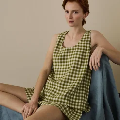 Linen Cami Set Women Linen Pajamas|Gingham Pajamas