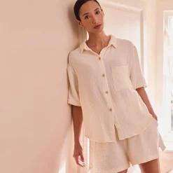 Outlet Cotton Gauze Women's Pajama Shorts Set Women Pajama Sets