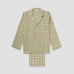 Sale Men's Linen Pajama Set Linen Pajamas|Gingham Pajamas
