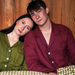 Men's Cherry Linen Pajama Shirt Linen Pajamas