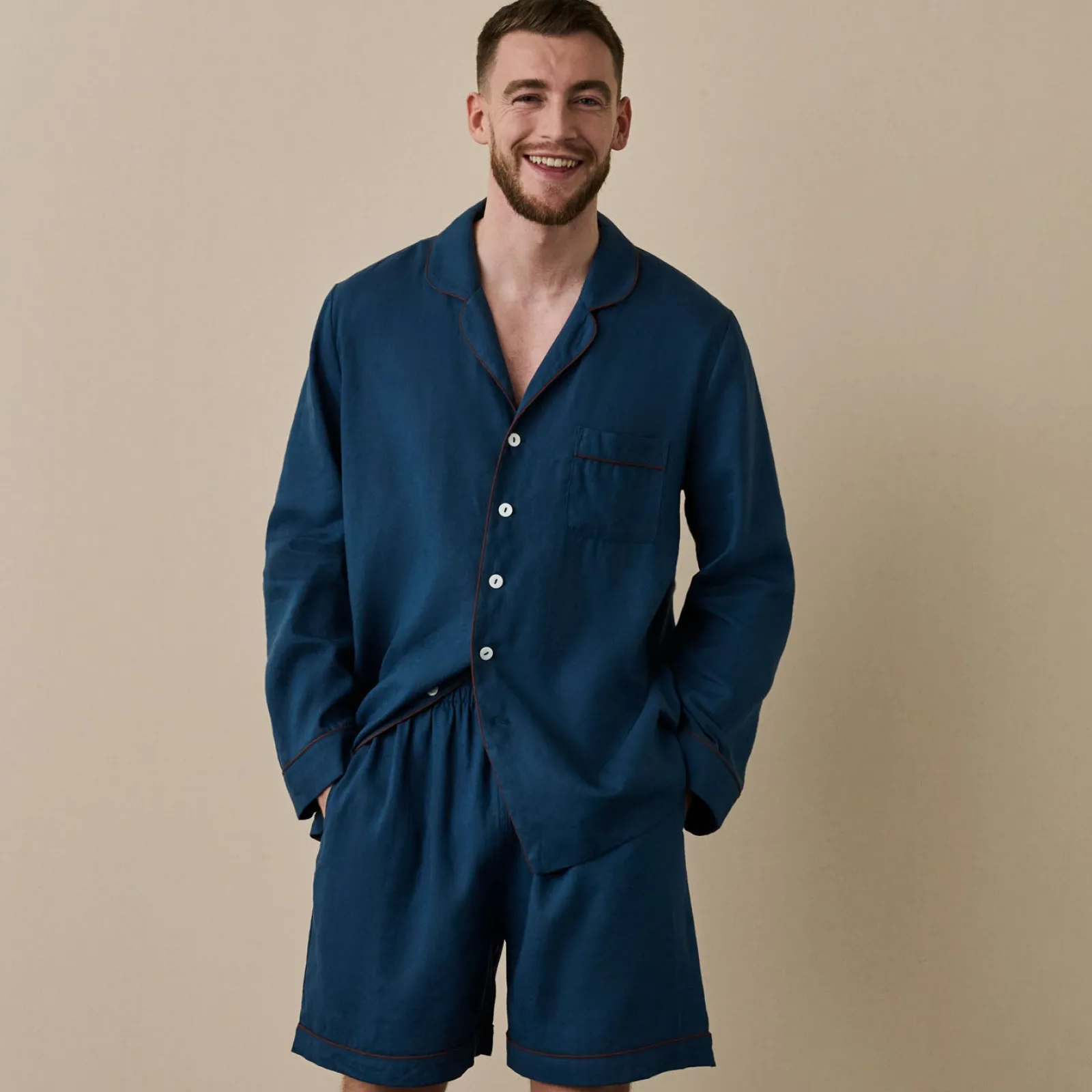 Outlet Men's Linen Pajama Short Set Linen Pajama Sets|Linen Pajamas