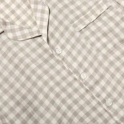Sale Men's Mushroom Gingham Pajama Shirt Linen Pajamas|Gingham Pajamas
