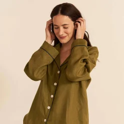New Linen Pajama Shirt Women Linen Pajamas