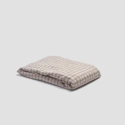 Discount 100% Linen Fitted Sheet Gingham Bedding|Linen Bedding