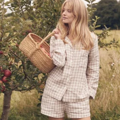 Best Pajama Shirt Women Linen Pajamas|Gingham Pajamas