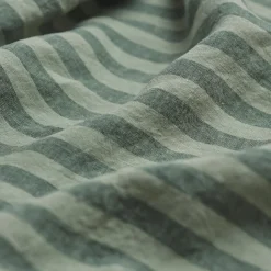 Best Pine Green Stripe 100% Linen Fitted Sheet Striped Bedding|Linen Bedding