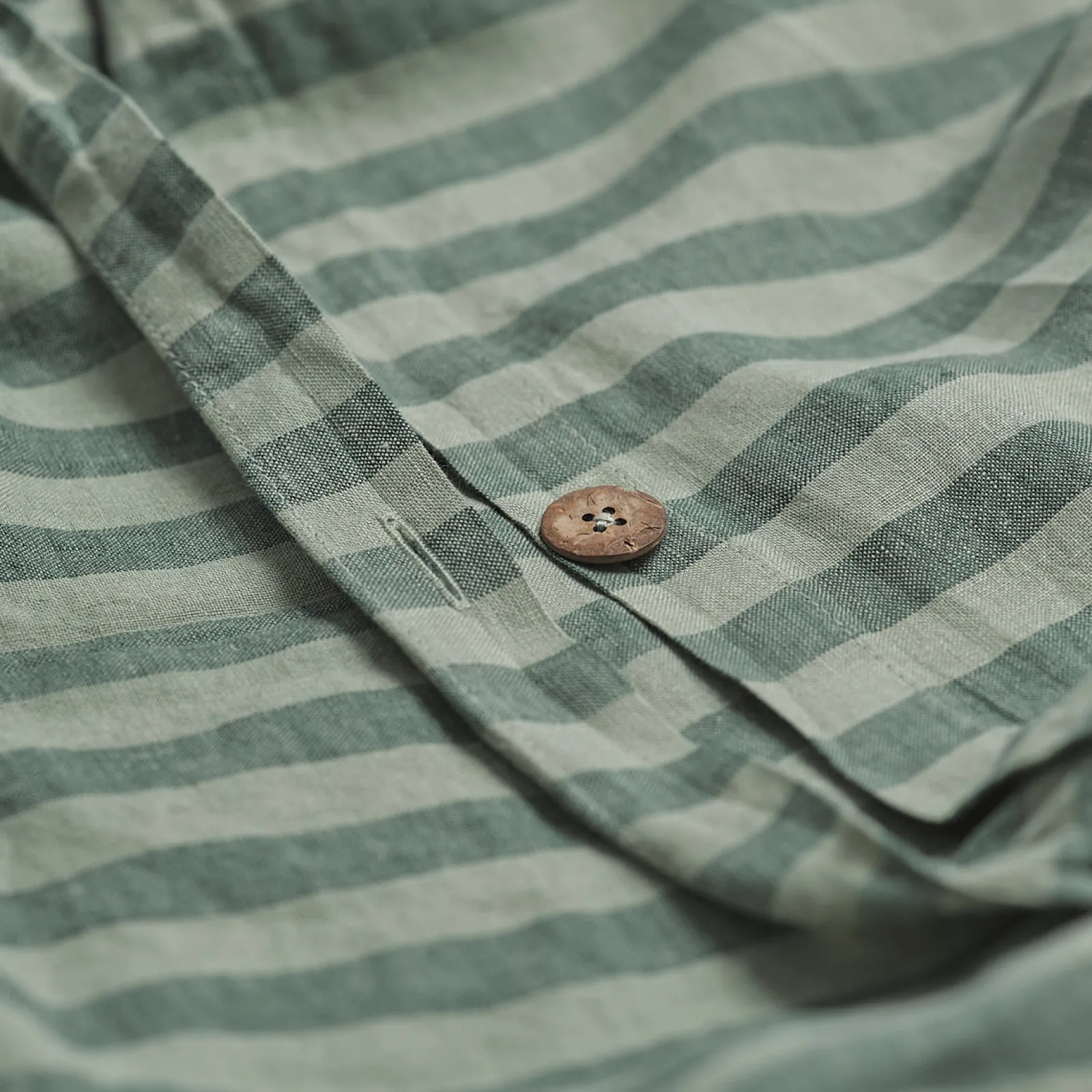 Clearance Pine Green Stripe 100% Linen Duvet Cover Striped Bedding|Linen Bedding