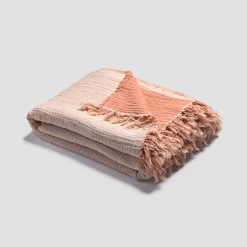 Discount Pink Clay & Birch Textured Cotton Throw Blankets & Throws|Blankets & Throws