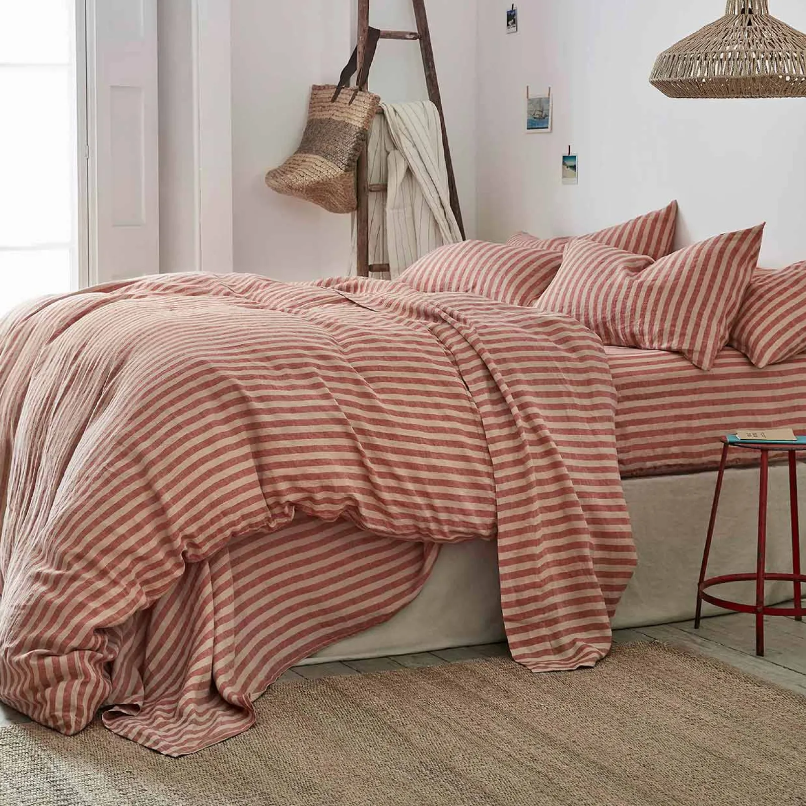 Best Linen Blend Duvet Cover Striped Bedding|Linen Bedding