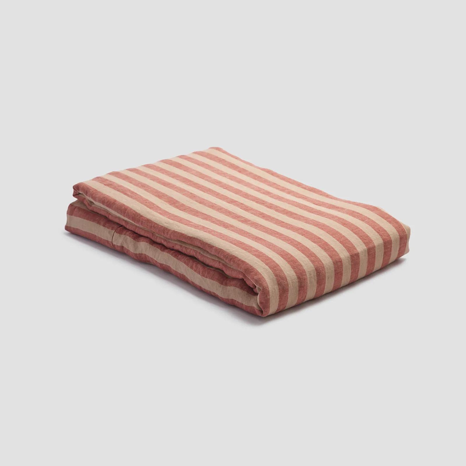 Outlet Sandstone Red Stripe 100% Linen Flat Sheet Striped Bedding|Linen Bedding