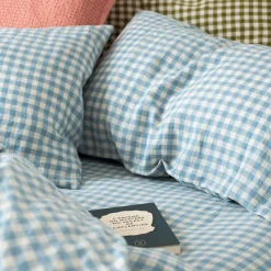 Discount 100% Linen Pillowcases (Pair) Gingham Bedding|Pillowcases
