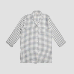 Discount Linen Night Shirt Women Night Dresses|Gingham Pajamas