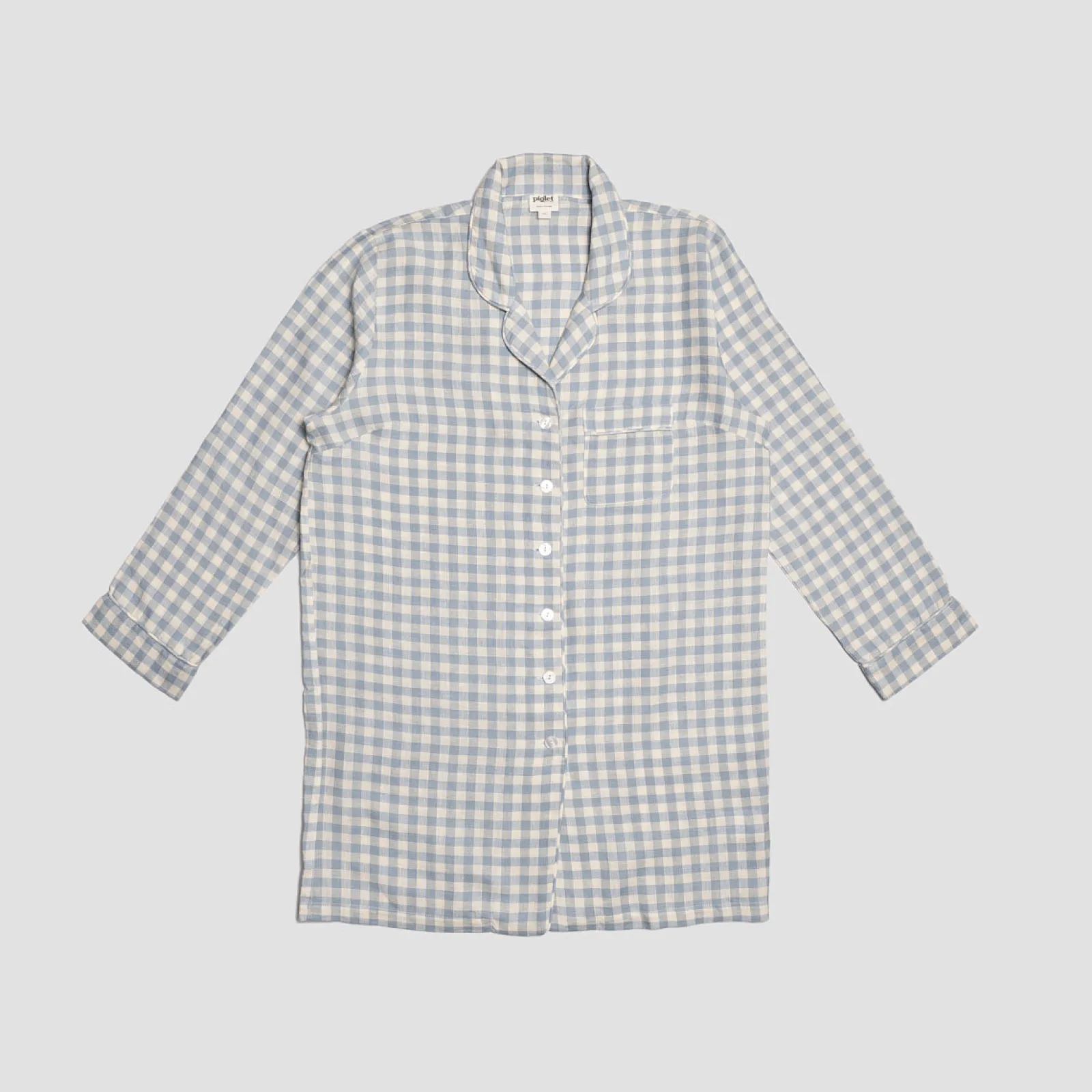 Discount Linen Night Shirt Women Night Dresses|Gingham Pajamas
