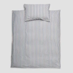 Warm Blue Seersucker Kids Stripe Cotton Bedding Set Kids Striped Bedding|Kids Bedding