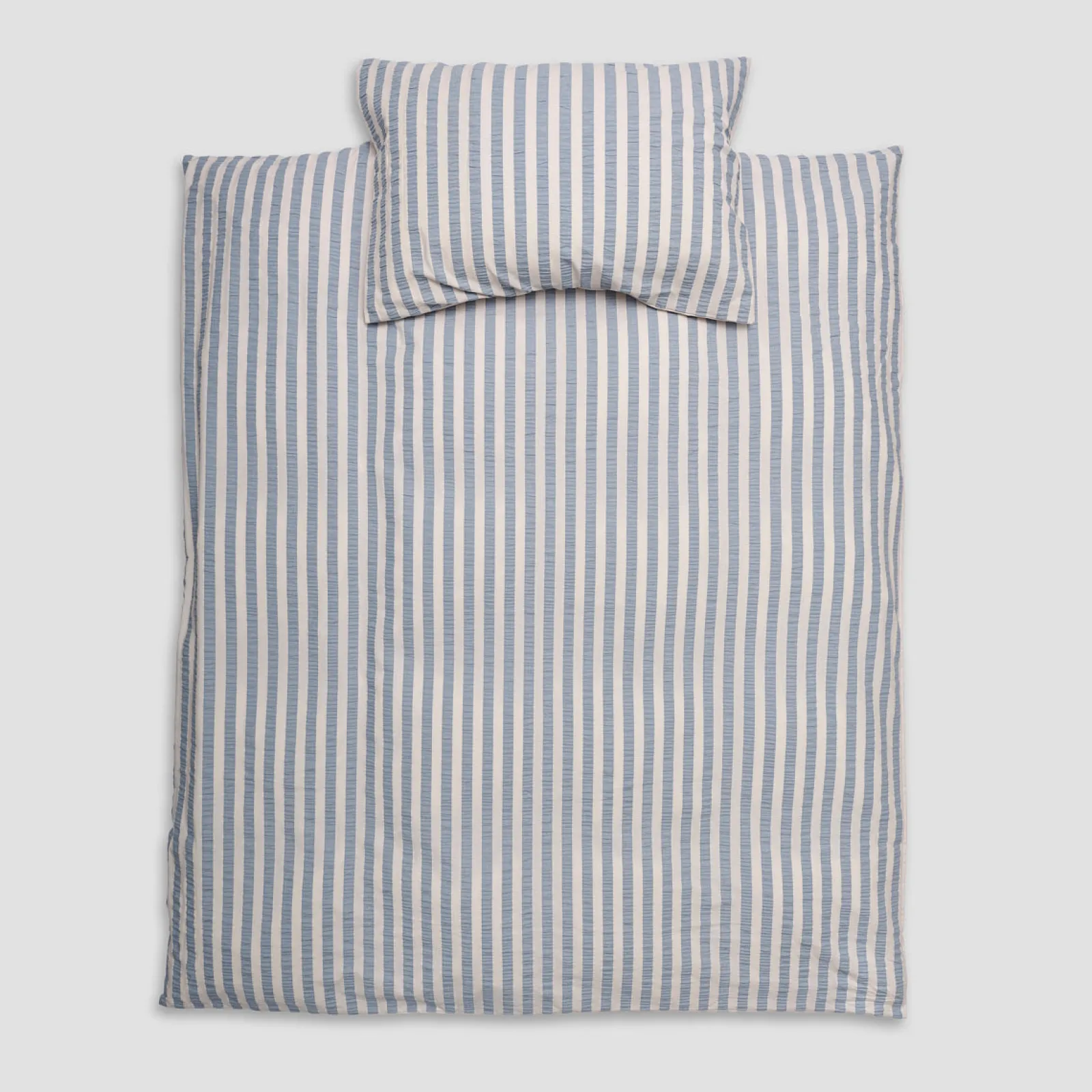 Warm Blue Seersucker Kids Stripe Cotton Bedding Set Kids Striped Bedding|Kids Bedding