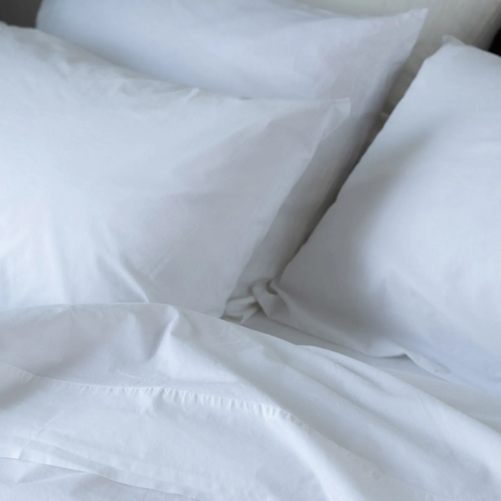 Outlet White Washed Cotton Percale Pillowcases (Pair) Pillowcases